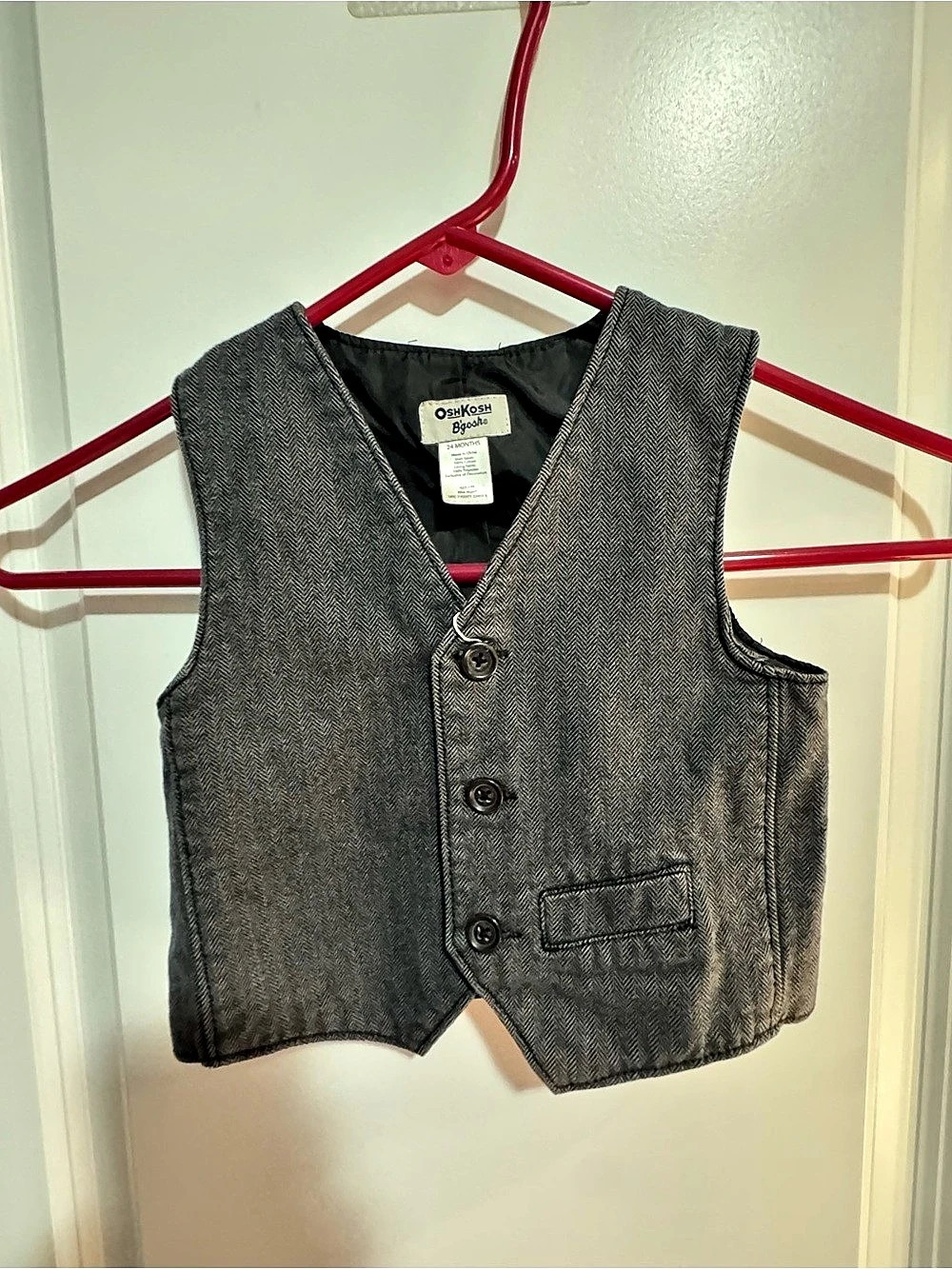 OshKosh B'gosh Houndstooth Vest in Gray & Black Baby 24 Months